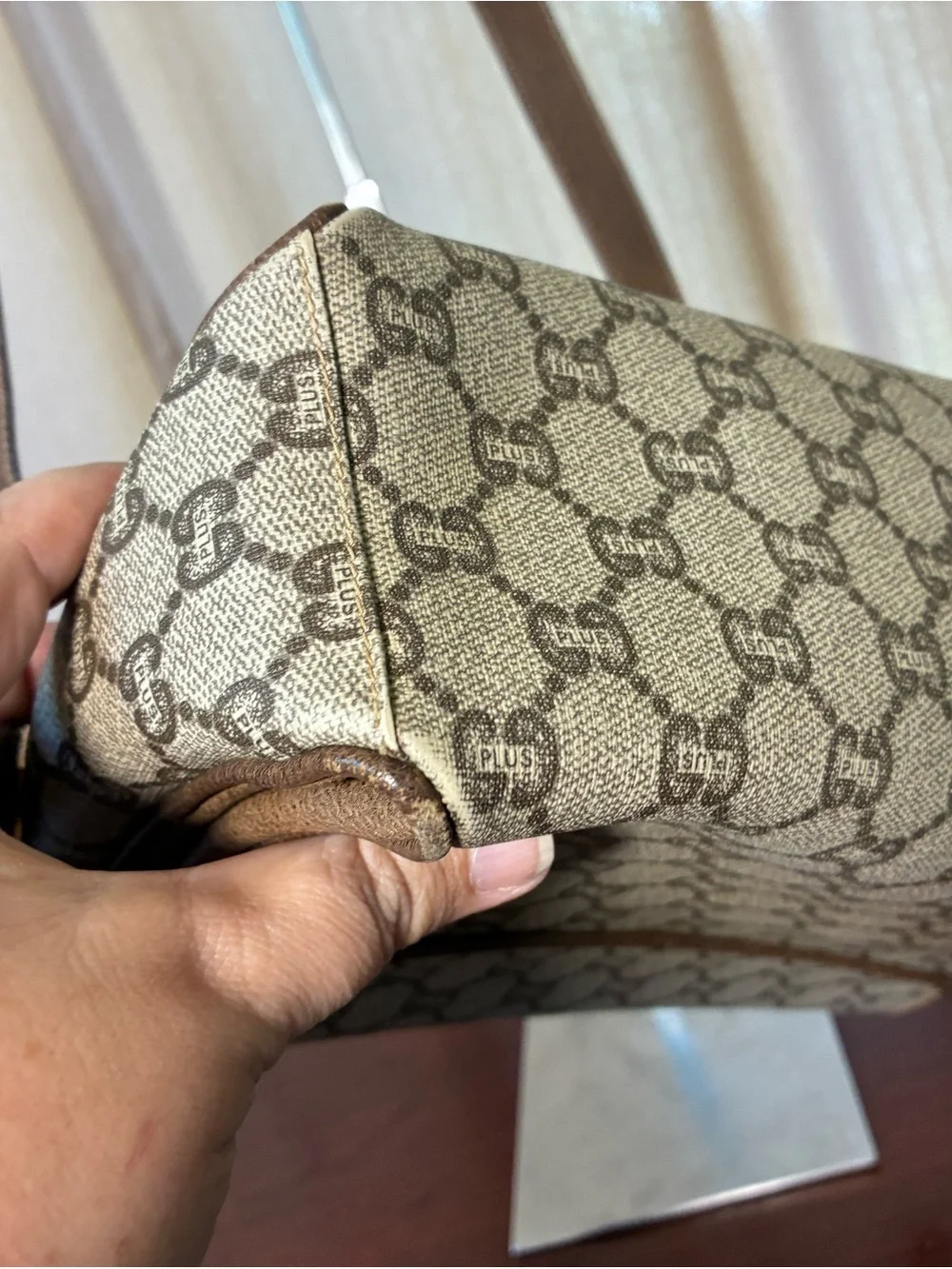 Brown Monogram Clutch with Gold-Tone Logo